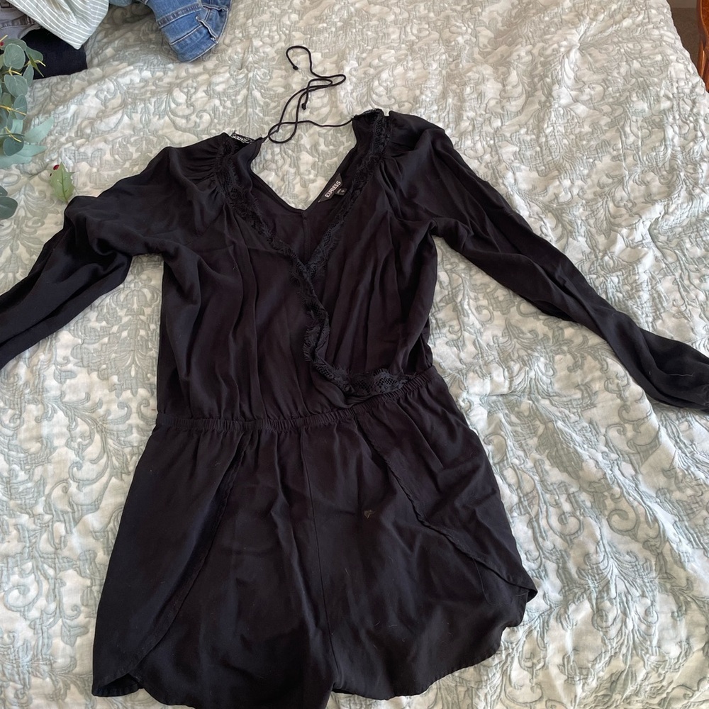 Express Black Long Sleeve Romper
